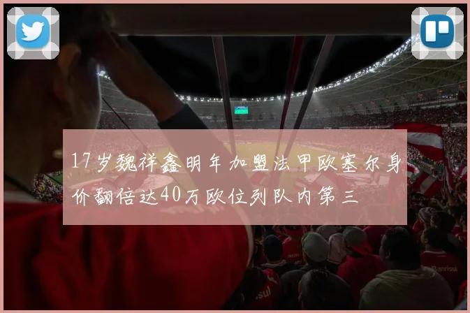 17岁魏祥鑫明年加盟法甲欧塞尔身价翻倍达40万欧位列队内第三